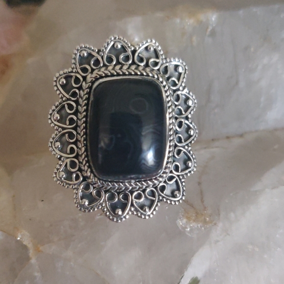 Psilomelane Sterling Silver Ring - Picture 4 of 8